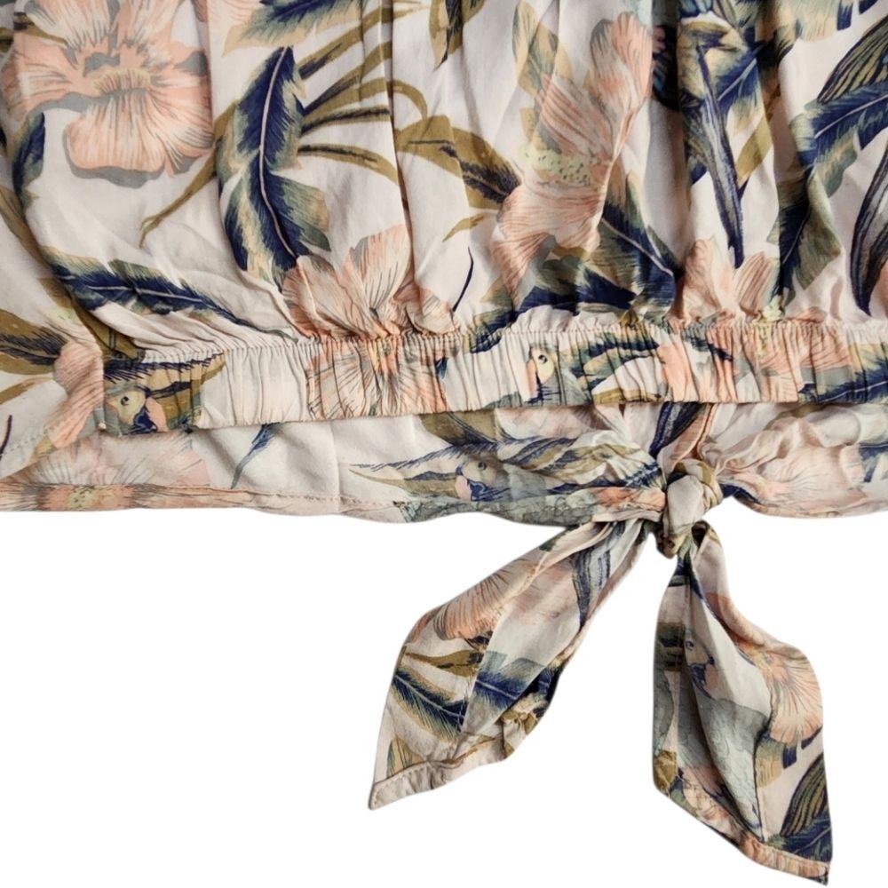 American Eagle Women's Floral Crop Tops Size M Button Down Oversized Fit Blouse - Picture 7 of 12